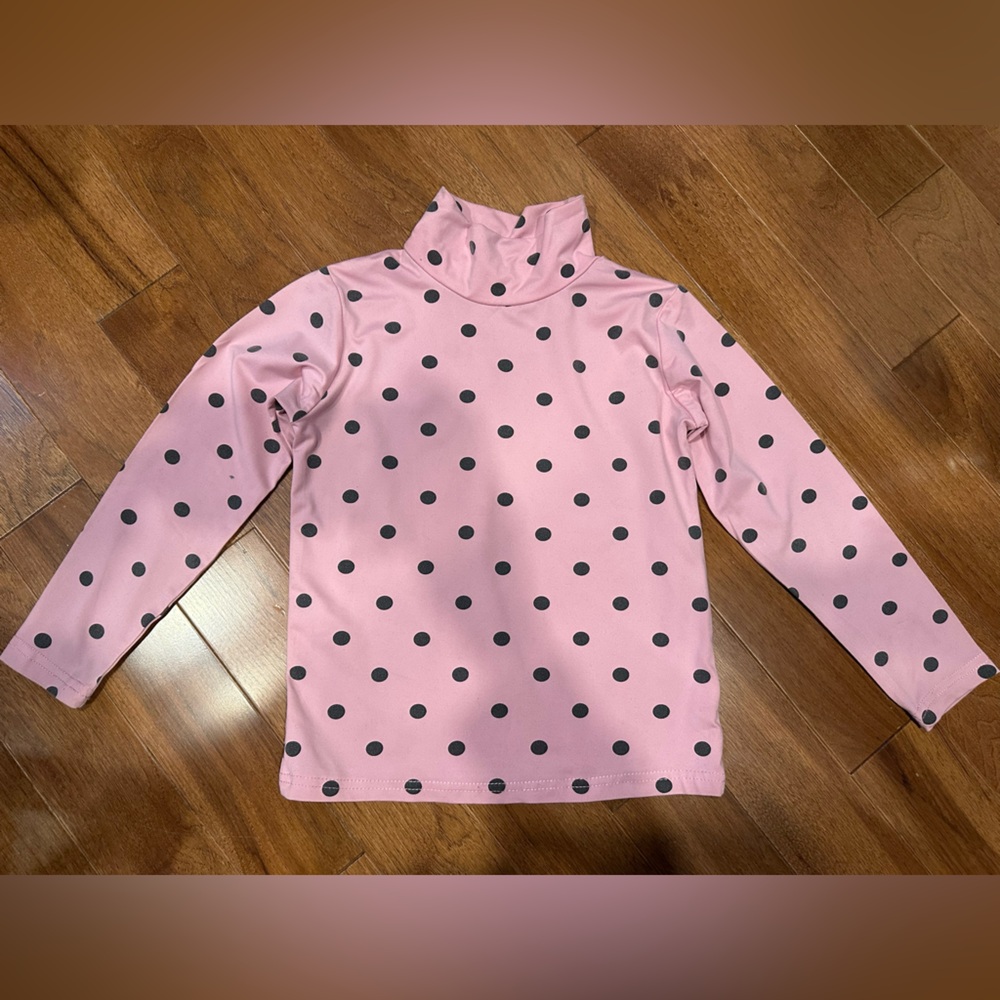 Pink Polka Dot Kids Turtleneck Top